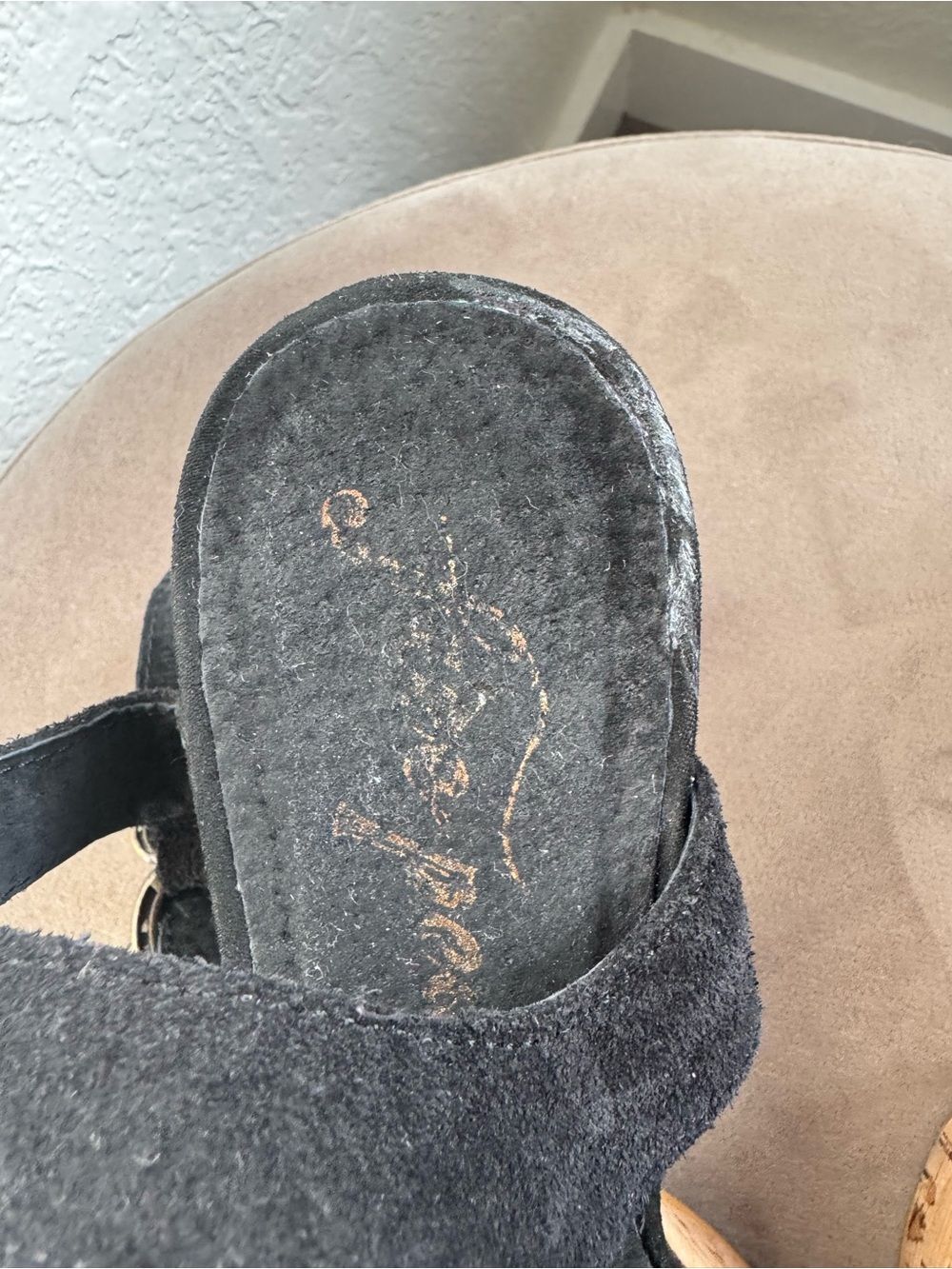 Free People Brooke Platform Sandal Black Suede Block Heel Boho Size 40 - Picture 5 of 10